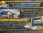 Κόστος Ηλεκτρολογικής Εγκατάστασης Σπιτιού 2026 αναλυτικά