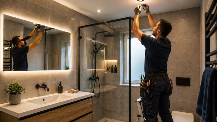 Εγκατάσταση φωτισμού σε μπάνιο με ασφάλεια