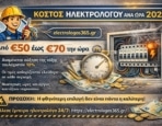 Κόστος ηλεκτρολόγου ανά ώρα 2026: αναλυτικές τιμές
