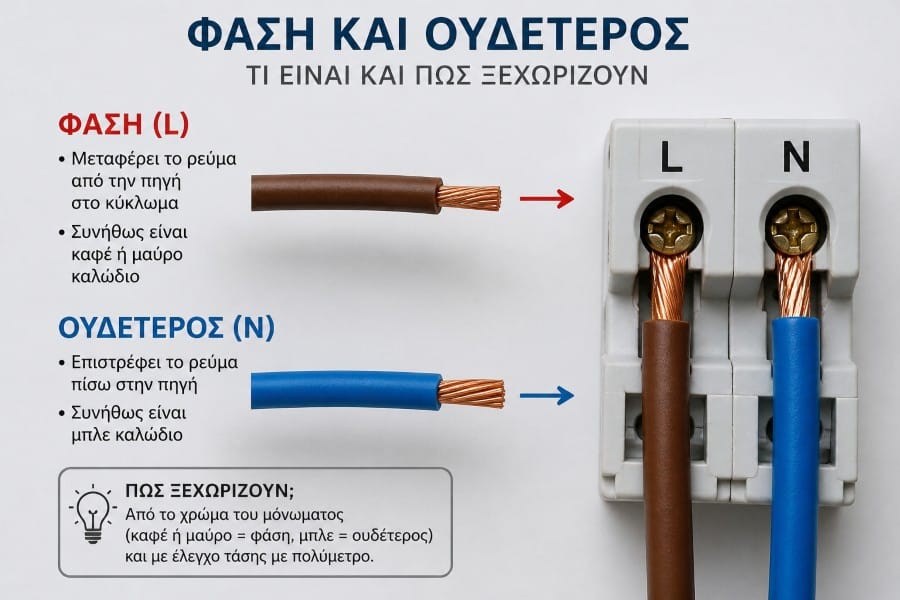 Φάση και ουδέτερος τι είναι και πώς ξεχωρίζουν