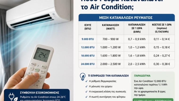 Πόσο Ρεύμα Καταναλώνει το Air Condition: Πλήρης Οδηγός