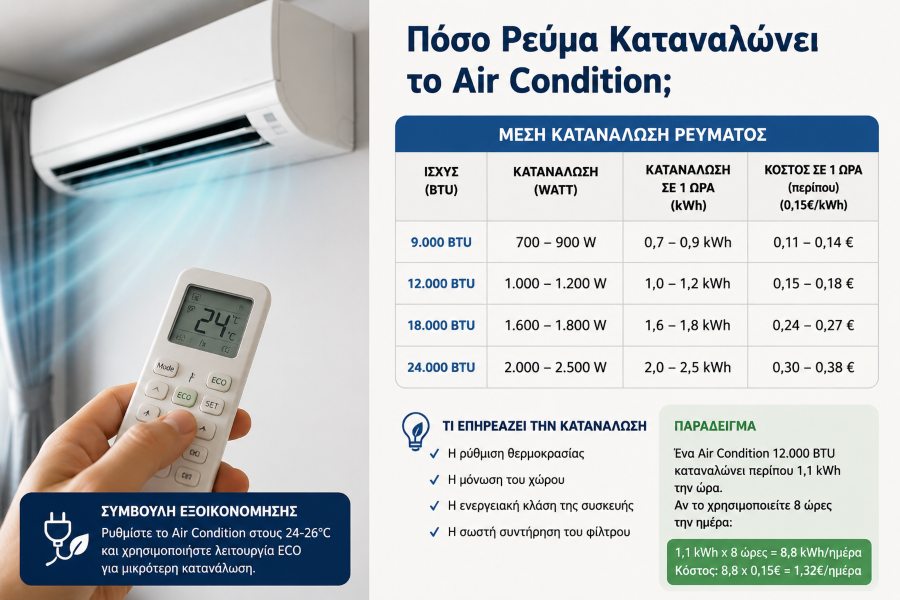 Πόσο Ρεύμα Καταναλώνει το Air Condition: Πλήρης Οδηγός