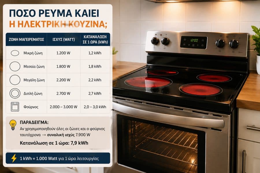Πόσο Ρεύμα Καταναλώνει μια Ηλεκτρική Κουζίνα