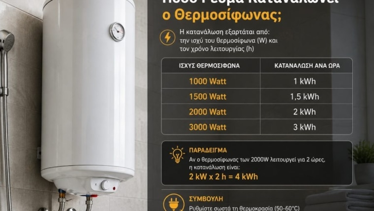 Πόσο Ρεύμα Καταναλώνει ο Θερμοσίφωνας και Πόσο Κοστίζει