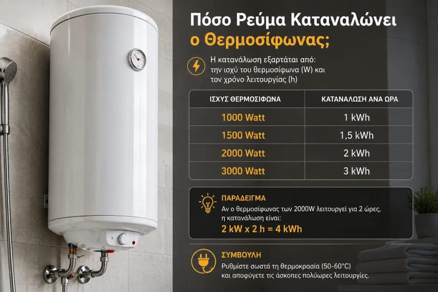 Πόσο Ρεύμα Καταναλώνει ο Θερμοσίφωνας και Πόσο Κοστίζει