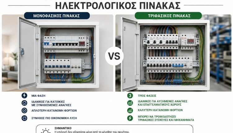 Μονοφασικός ή Τριφασικός Ηλεκτρολογικός Πίνακας: Διαφορές, Τιμές και Τι να Επιλέξετε