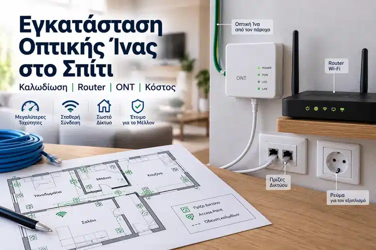 Εγκατάσταση Οπτικής Ίνας στο Σπίτι: Καλωδίωση, Router, ONT και Κόστος