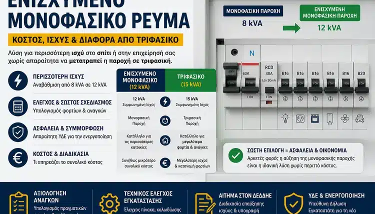 Ενισχυμένο Μονοφασικό Ρεύμα: Κόστος, Ισχύς και Διαφορά από Τριφασικό