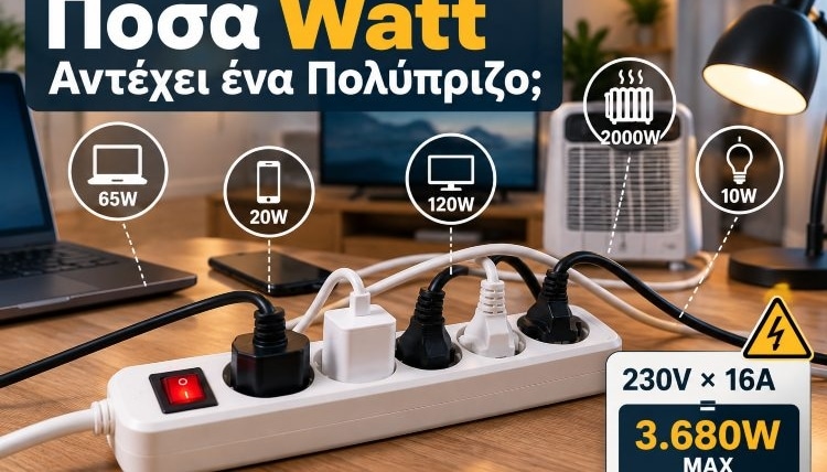 Πόσα Watt Αντέχει ένα Πολύπριζο; 16A, 230V και Ασφαλής Χρήση