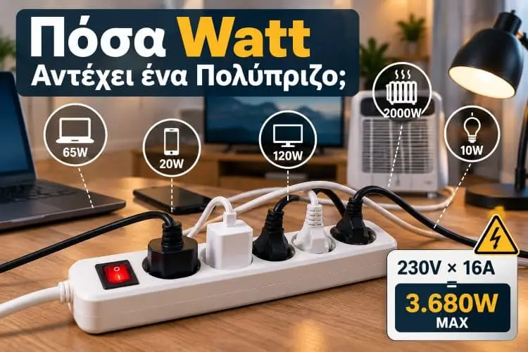 Πόσα Watt Αντέχει ένα Πολύπριζο; 16A, 230V και Ασφαλής Χρήση