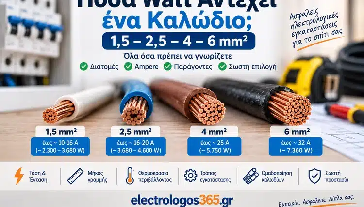 Πόσα Watt Αντέχει ένα Καλώδιο; 1,5 – 2,5 – 4 – 6 mm²