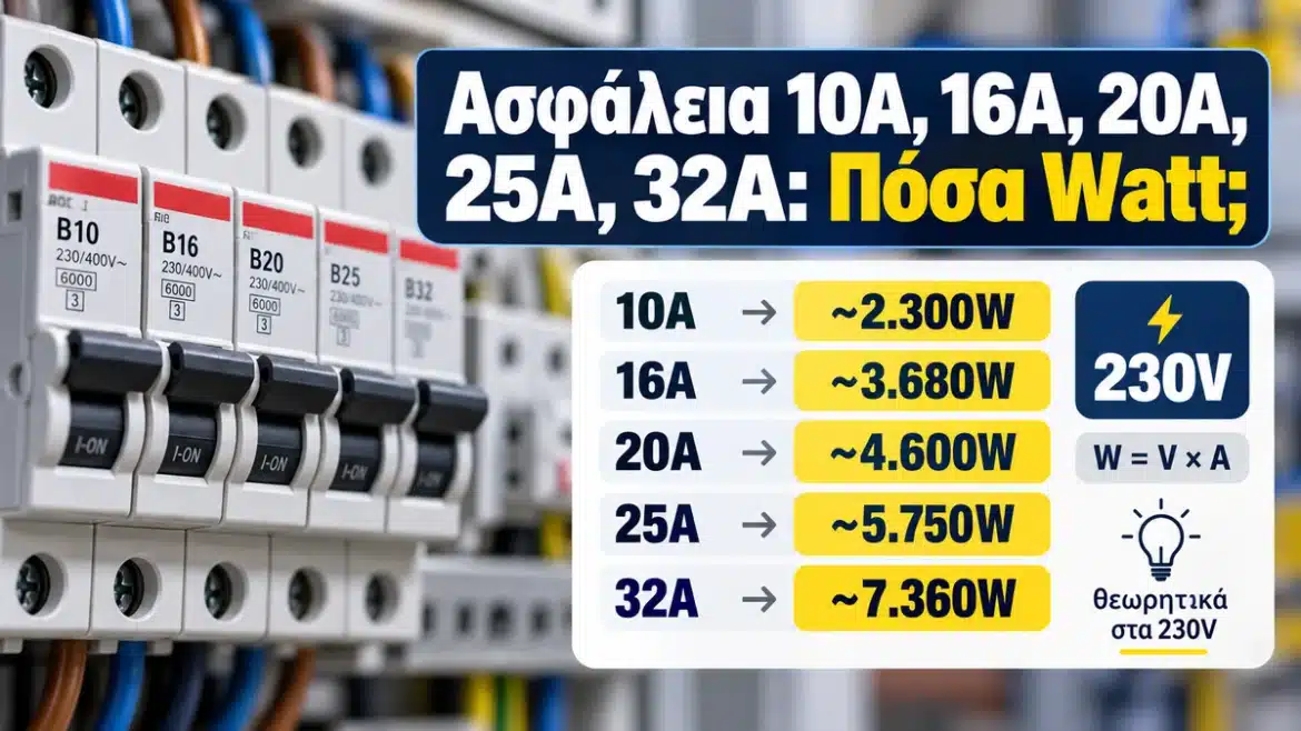 Ασφάλεια 10A, 16A, 20A, 25A, 32A: Πόσα Watt Αντέχει;