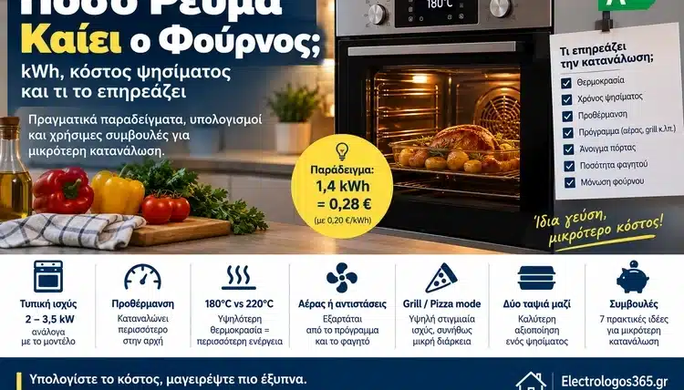 Πόσο Ρεύμα Καίει ο Ηλεκτρικός Φούρνος; kWh και Κόστος Ψησίματος