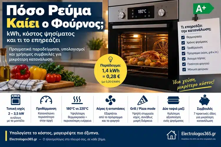 Πόσο Ρεύμα Καίει ο Ηλεκτρικός Φούρνος; kWh και Κόστος Ψησίματος