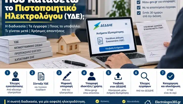 Πού Καταθέτω το Πιστοποιητικό Ηλεκτρολόγου (ΥΔΕ);