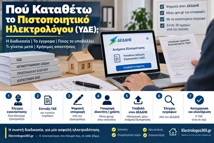 Πού Καταθέτω το Πιστοποιητικό Ηλεκτρολόγου (ΥΔΕ);