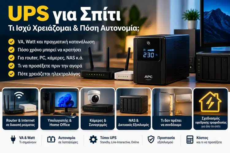 UPS για Σπίτι: Τι Ισχύ Χρειάζομαι και Πόση Αυτονομία;